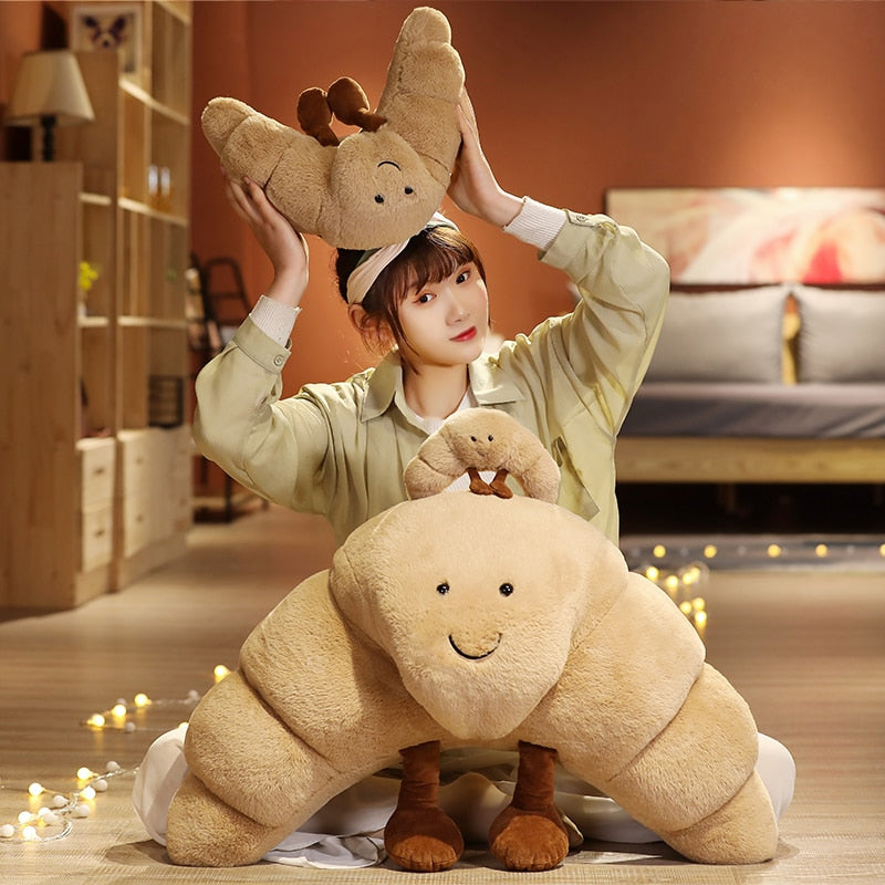 Smiley Croissant Plush Cushion