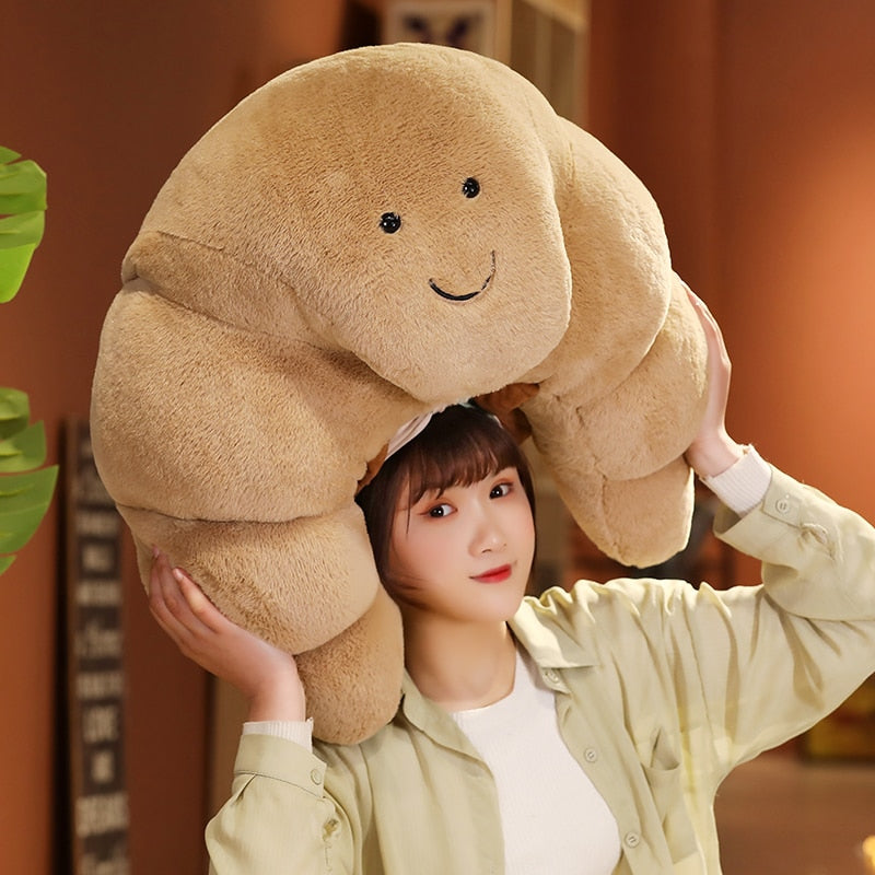 Smiley Croissant Plush Cushion