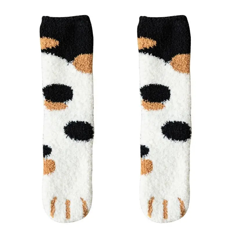 Cotton Fleece Cat Claw Thermal Tube Socks