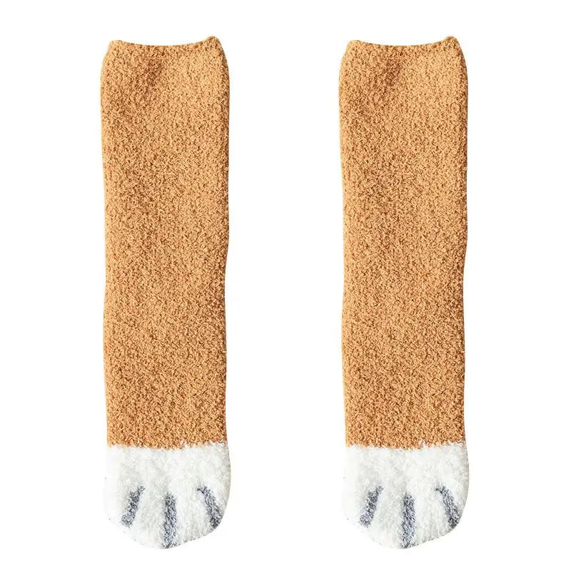 Cotton Fleece Cat Claw Thermal Tube Socks