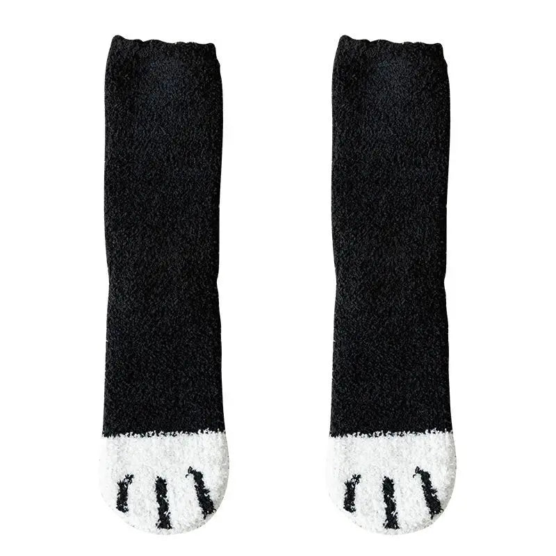 Cotton Fleece Cat Claw Thermal Tube Socks