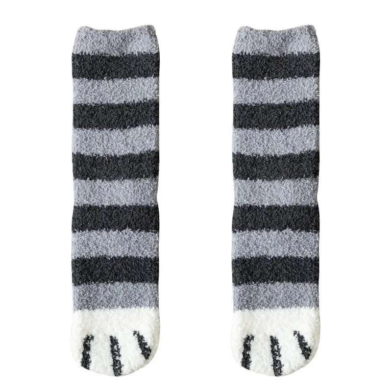 Cotton Fleece Cat Claw Thermal Tube Socks