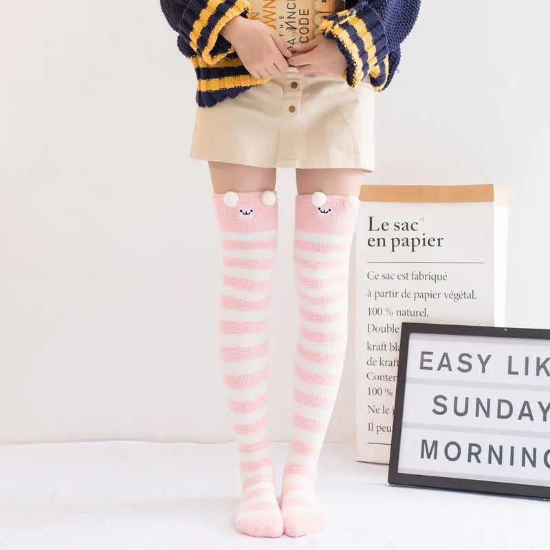 Cute Cotton Fleece Animal Knee Socks