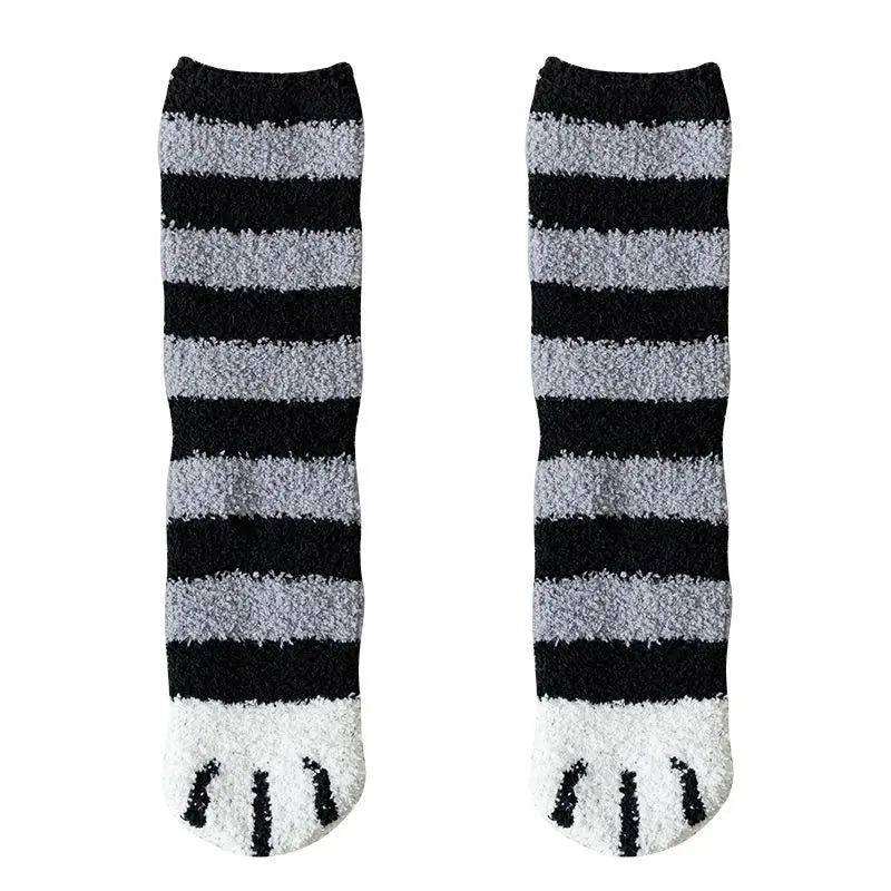 Cotton Fleece Cat Claw Thermal Tube Socks