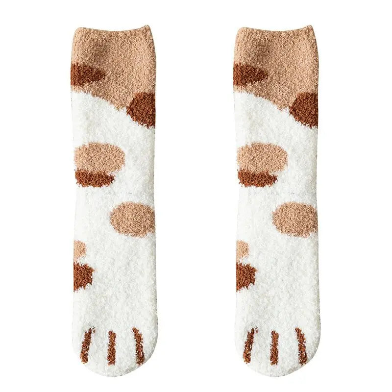 Cotton Fleece Cat Claw Thermal Tube Socks